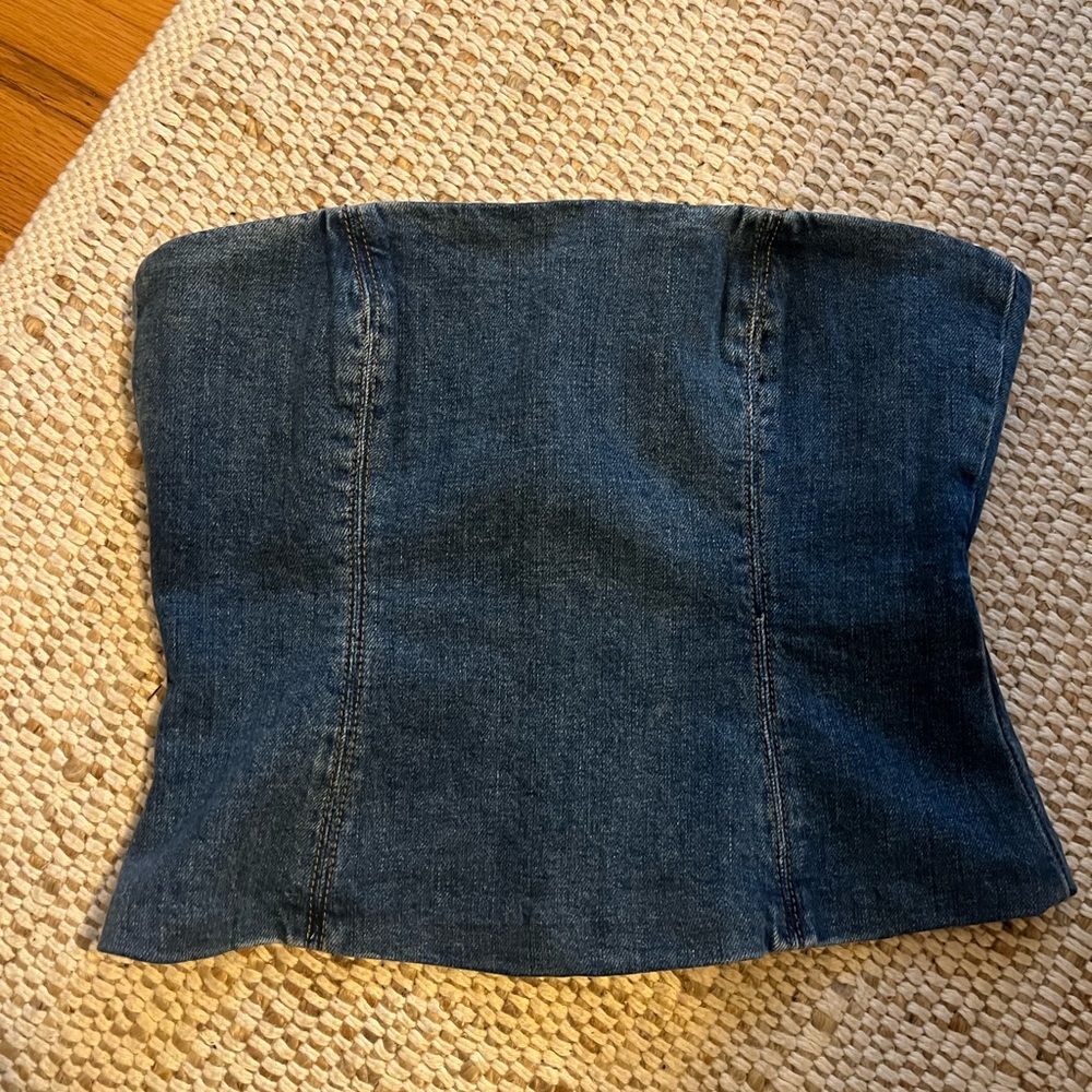 Reformation Colleena Denim Strapless Top- Size 6